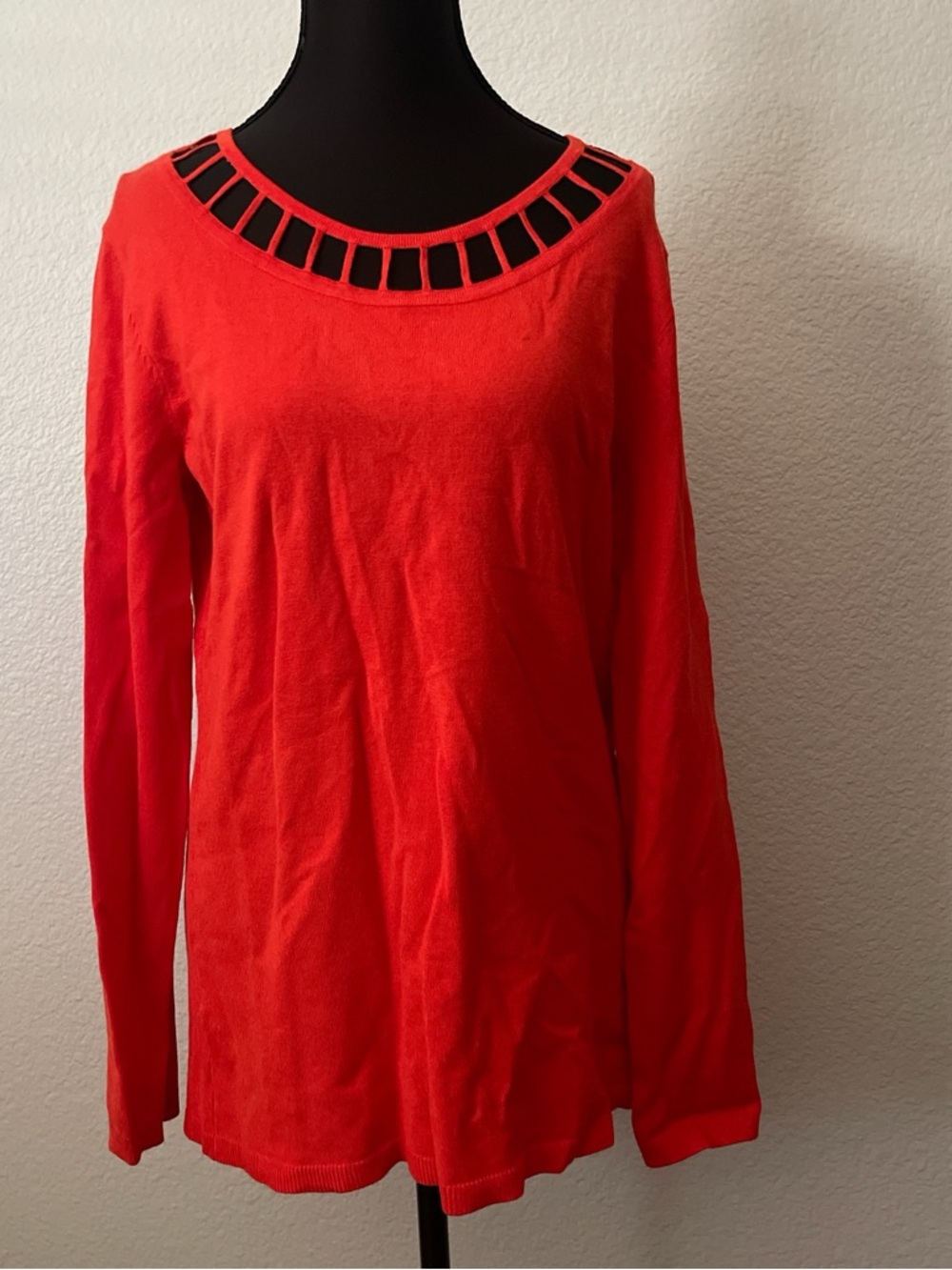 41 Hawthorn Red Cutout-Neck Long Sleeve Top